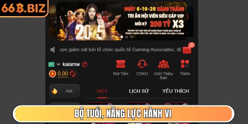 Độ tuổi, năng lực hành vi