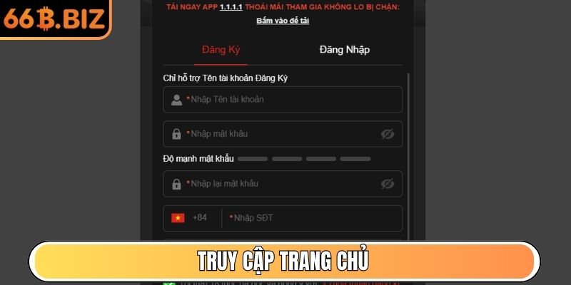 Truy cập trang chủ