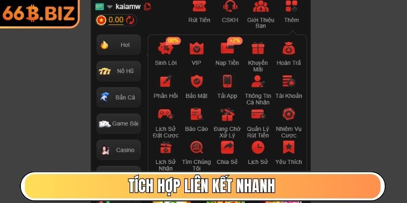 Tích hợp liên kết nhanh